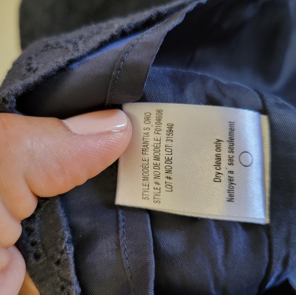 Theory Frantias Navy Blue Eyelet Fit & Flare Mini Dress Size 4 LIKE NEW - Picture 7 of 7